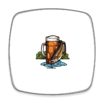 Pêche Pêche Bière - Magnet carré - blanc - Devant