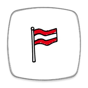 Drapeau de l’Autriche - Magnet carré - blanc - Devant