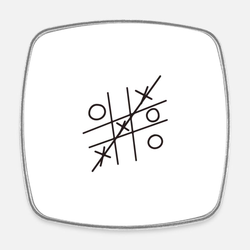 Tic Tac Toe - Viereckiger Kühlschrankmagnet - Weiß