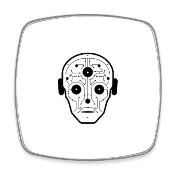 Robot - Square fridge magnet - white - Front