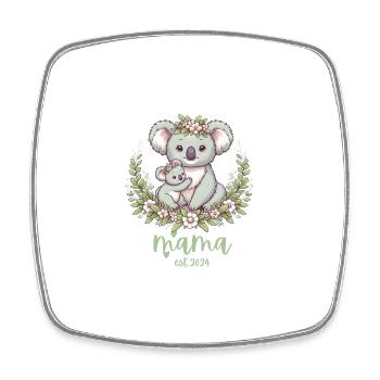 Mama Est. 2024 Koala Cuddle Floral Wreath New Mom - Viereckiger Kühlschrankmagnet - Weiß - Vorne