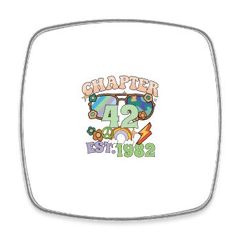 Turning 42 42nd Birthday Retro Theme Peace Sign - Square fridge magnet - white - Front