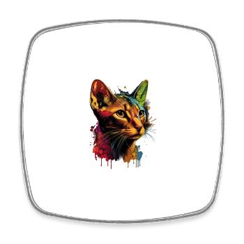 Abyssinian Cat Colorful Gaze - Viereckiger Kühlschrankmagnet - Weiß - Vorne