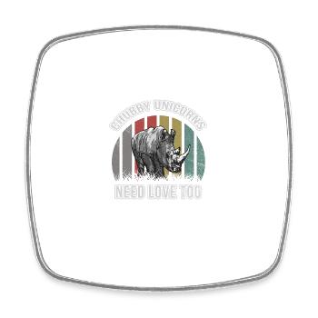 Chubby Unicorns Need Love Too Rainbow - Viereckiger Kühlschrankmagnet - Weiß - Vorne