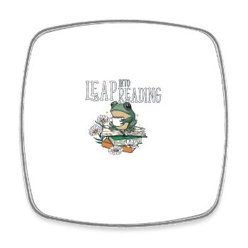 Leap Into Reading Cute Frog Bookworm Love To Read - Square fridge magnet - white - Front