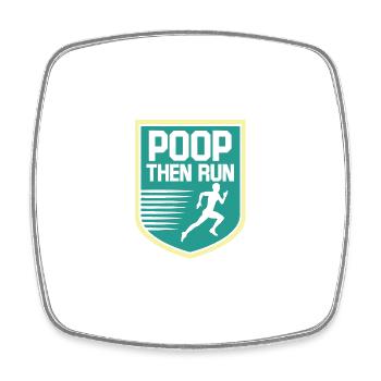 Funny Marathon Runner Poop Then Run Ultrarunning - Square fridge magnet - white - Front