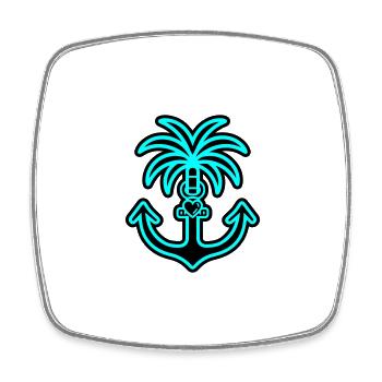 Palm Tree Anchor Heart Love - Square fridge magnet - white - Front