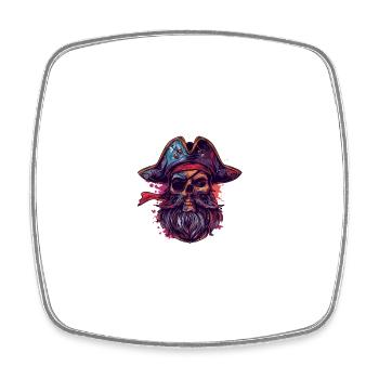 Pirate Skull Captain - Square fridge magnet - white - Front