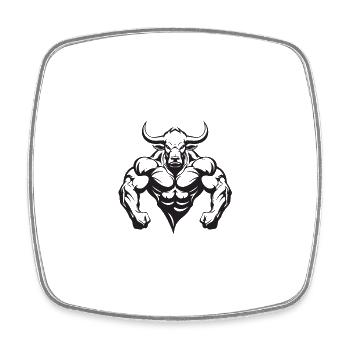 Muscles du taureau Taureau Gym Musculation - Magnet carré - blanc - Devant