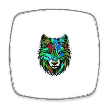 Wolf Portrait Colorful - Square fridge magnet - white - Front