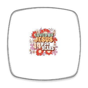 Loved By Jesus For 14 Years 14th Birthday - Square fridge magnet - white - Front