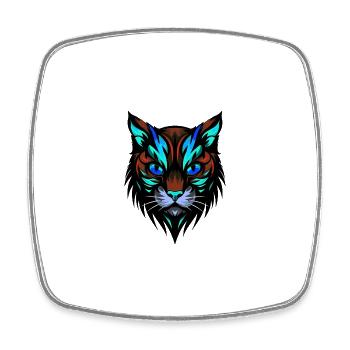 Portrait de chat coloré - Magnet carré - blanc - Devant