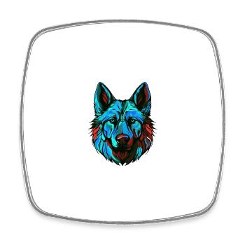 Berger allemand chien portrait coloré - Magnet carré - blanc - Devant