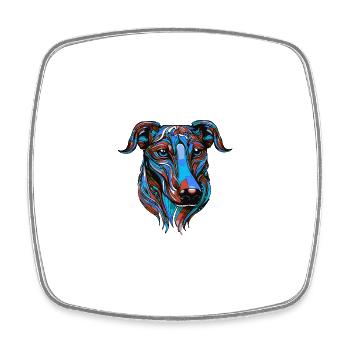 Greyhound Dog Portrait Colorful - Square fridge magnet - white - Front
