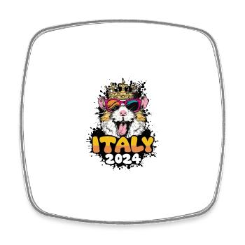 Italy 2024 Hamster - Square fridge magnet - white - Front