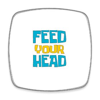 Feed your head - füttere Deinen Kopf - Square fridge magnet - white - Front