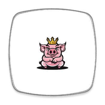 Couronne de bande dessinée de cochon - Magnet carré - blanc - Devant