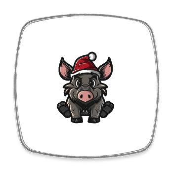 Pig Christmas Wild Boar - Square fridge magnet - white - Front