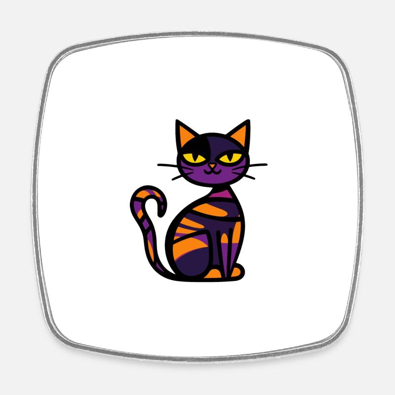 Chat Halloween Bande dessinée Chat - Magnet carré - blanc