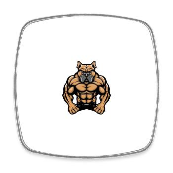 Bulldog Dog Muscles Bodybuilding - Square fridge magnet - white - Front