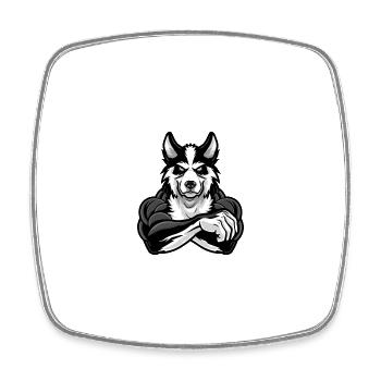 Border Collie Chien Muscles Musculation - Magnet carré - blanc - Devant