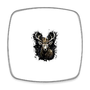 Deer Head Portrait Crown - Square fridge magnet - white - Front