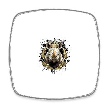 Tête de rhinocéros Portrait Couronne - Magnet carré - blanc - Devant