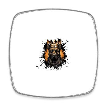 Berger Allemand Chien Tête Portrait Couronne - Magnet carré - blanc - Devant