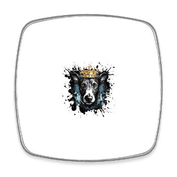 Lévrier Tête de chien Portrait Couronne - Magnet carré - blanc - Devant