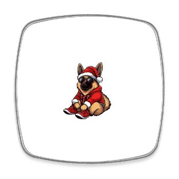 Schäferhund Hund Weihnachten X-Mas - Viereckiger Kühlschrankmagnet - Weiß - Vorne