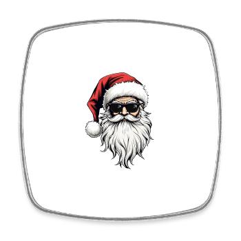 Weihnachtsmann Gesicht Sonnenbrille mit Hut Bart Weihnachten - Viereckiger Kühlschrankmagnet - Weiß - Vorne