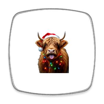 Schottische Hochlandkuh mit Weihnachtslichter-Charme - Viereckiger Kühlschrankmagnet - Weiß - Vorne