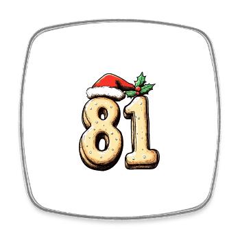 81 Zahl Weihnachten - Viereckiger Kühlschrankmagnet - Weiß - Vorne