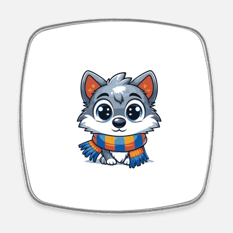 Winter Wolf - Square fridge magnet - white