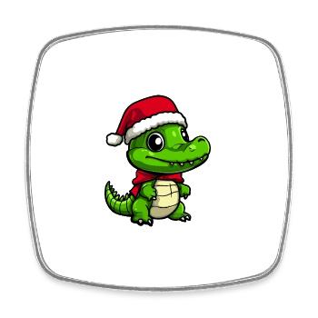 Alligator Noël mignon - Magnet carré - blanc - Devant
