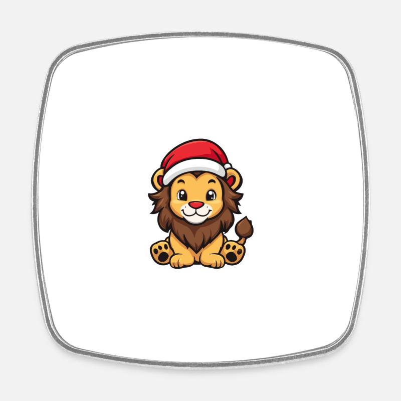 Lion Noël Mignon - Magnet carré - blanc