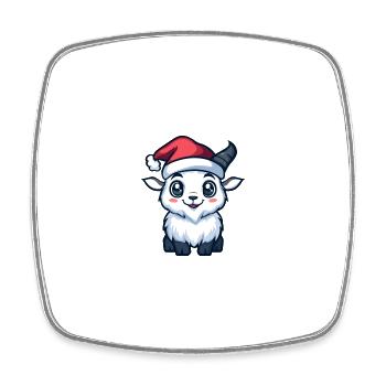 Mountain Goat Christmas Cute - Square fridge magnet - white - Front