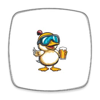 Ente Ski Bier - Viereckiger Kühlschrankmagnet - Weiß - Vorne