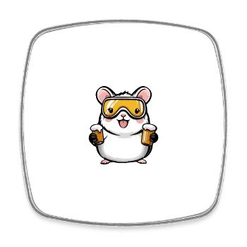 Hamster Ski Bier - Viereckiger Kühlschrankmagnet - Weiß - Vorne
