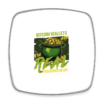 St Patricks Day Bitcoin Wallets The Real Treasures - Square fridge magnet - white - Front