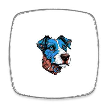 Jack Russel Terrier Hund Porträt Bunt - Viereckiger Kühlschrankmagnet - Weiß - Vorne