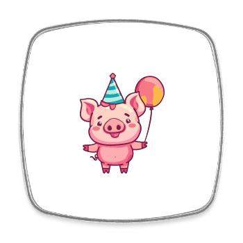 Cochon Anniversaire Bébé - Magnet carré - blanc - Devant