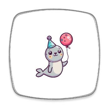 Seal Animal Birthday Baby - Square fridge magnet - white - Front