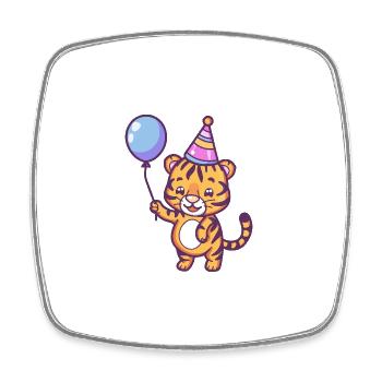 Tigre Anniversaire Bébé - Magnet carré - blanc - Devant