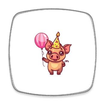Pig Birthday Baby Wild Boar - Square fridge magnet - white - Front