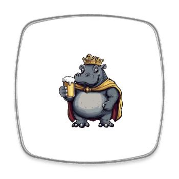Hippopotamus Beer Funny - Square fridge magnet - white - Front
