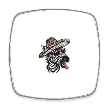 Zebra Comic Funny Sombrero - Square fridge magnet - white - Front