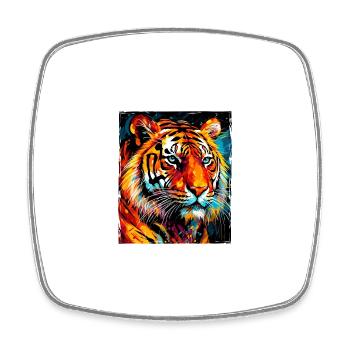 Tiger Porträt - Viereckiger Kühlschrankmagnet - Weiß - Vorne