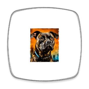 Staffordshire Bull Terrier Dog Portrait - Square fridge magnet - white - Front