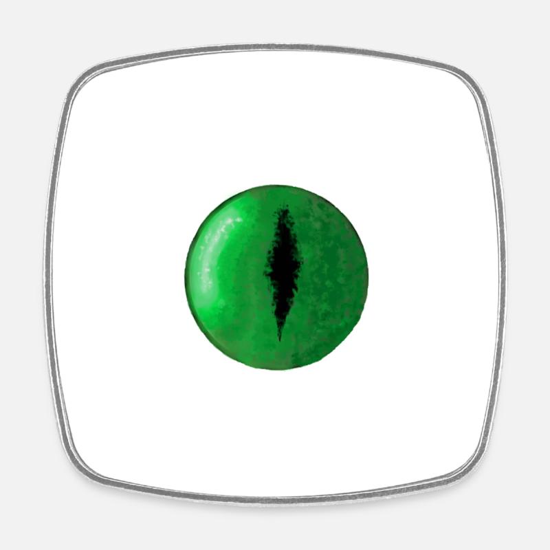 Green Snake Eye - Square fridge magnet - white